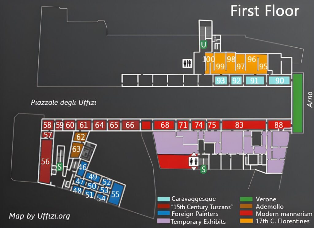 Schemat budynku Galerii Uffizi