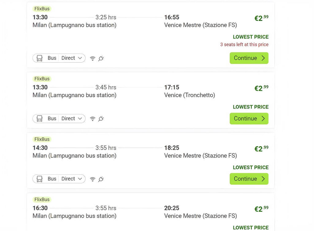 Cena biletu FlixBus